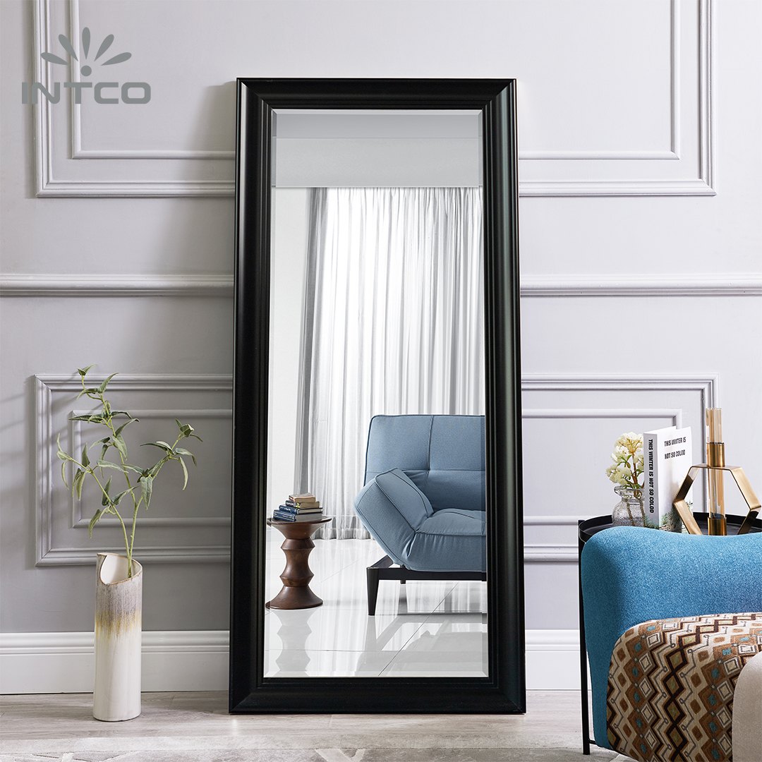 .Full Length Black Modern Rectangular Leaner Mirror with PS Frame