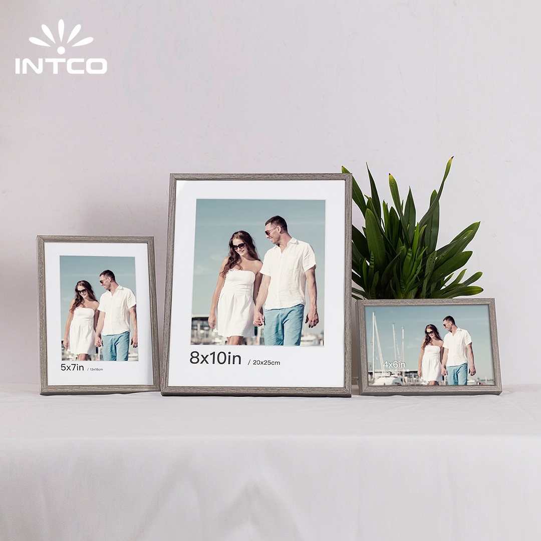 Exclusive Gray Aluminum Photo  Frame with Wood Grain