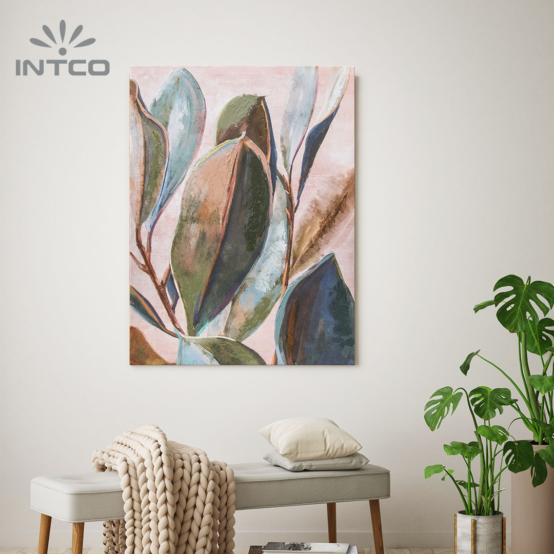 Aesthetic  Canvas Leaf Textured Painting Wall Art