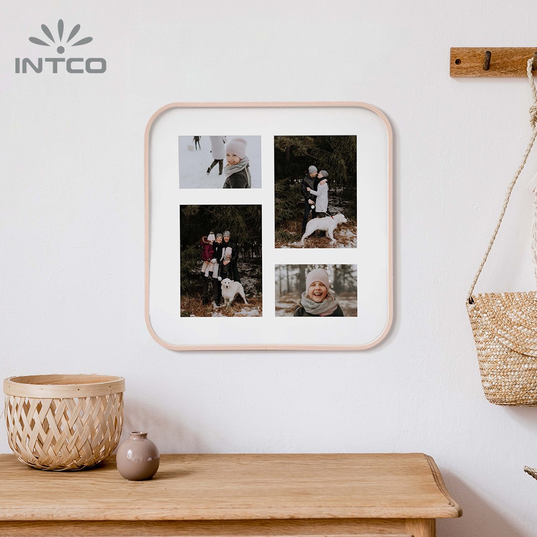 Aluminum Natural Wood Collage Photo Frame with 2-4x6 and 2-6x8 Openings