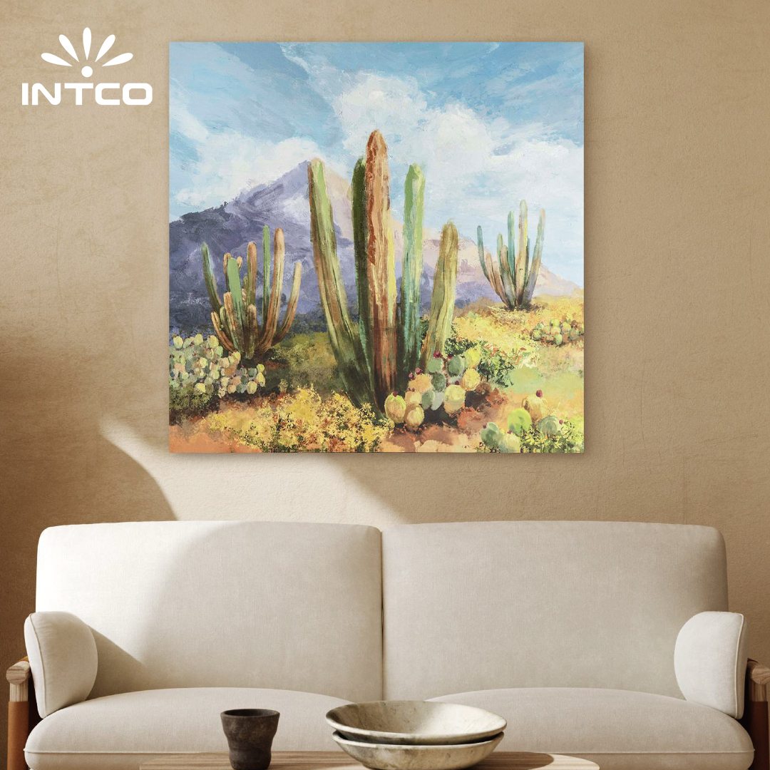 Botanical Canvas Wall Art Cactus Decor