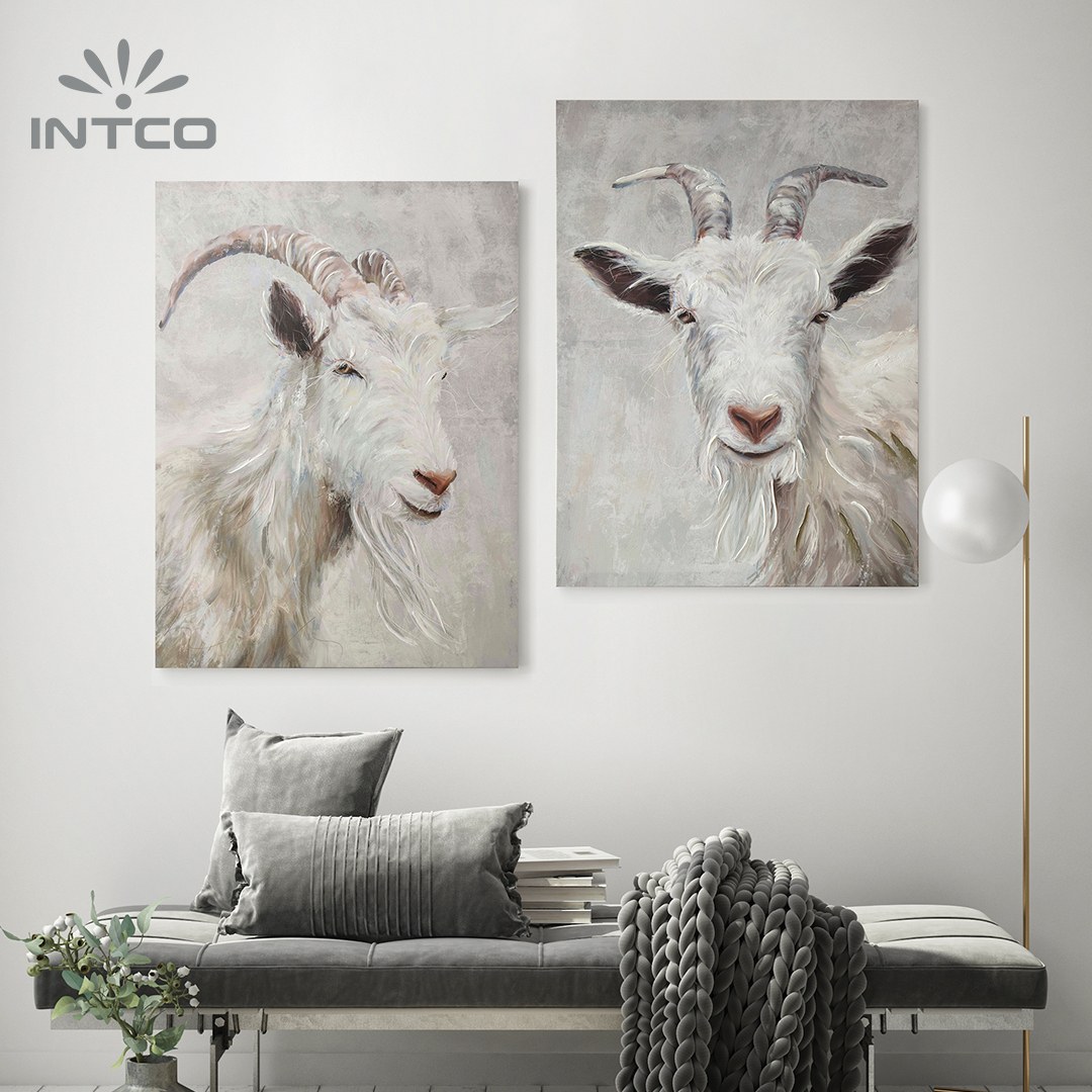 Farm Animals Goat Canvas Wall Art 2 Pieces