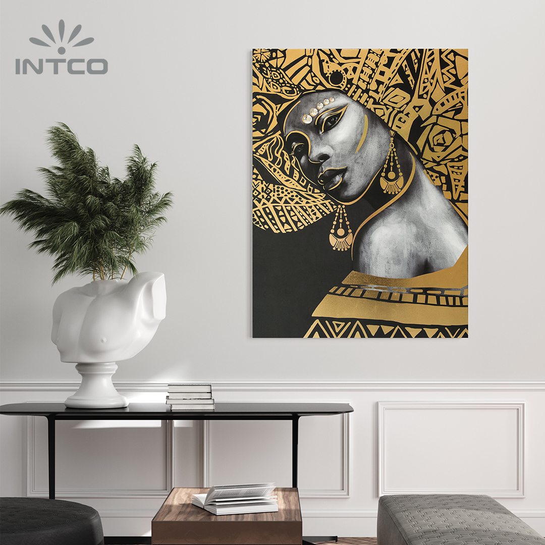 Black and Gold Figurative Woman Canvas Wall Art