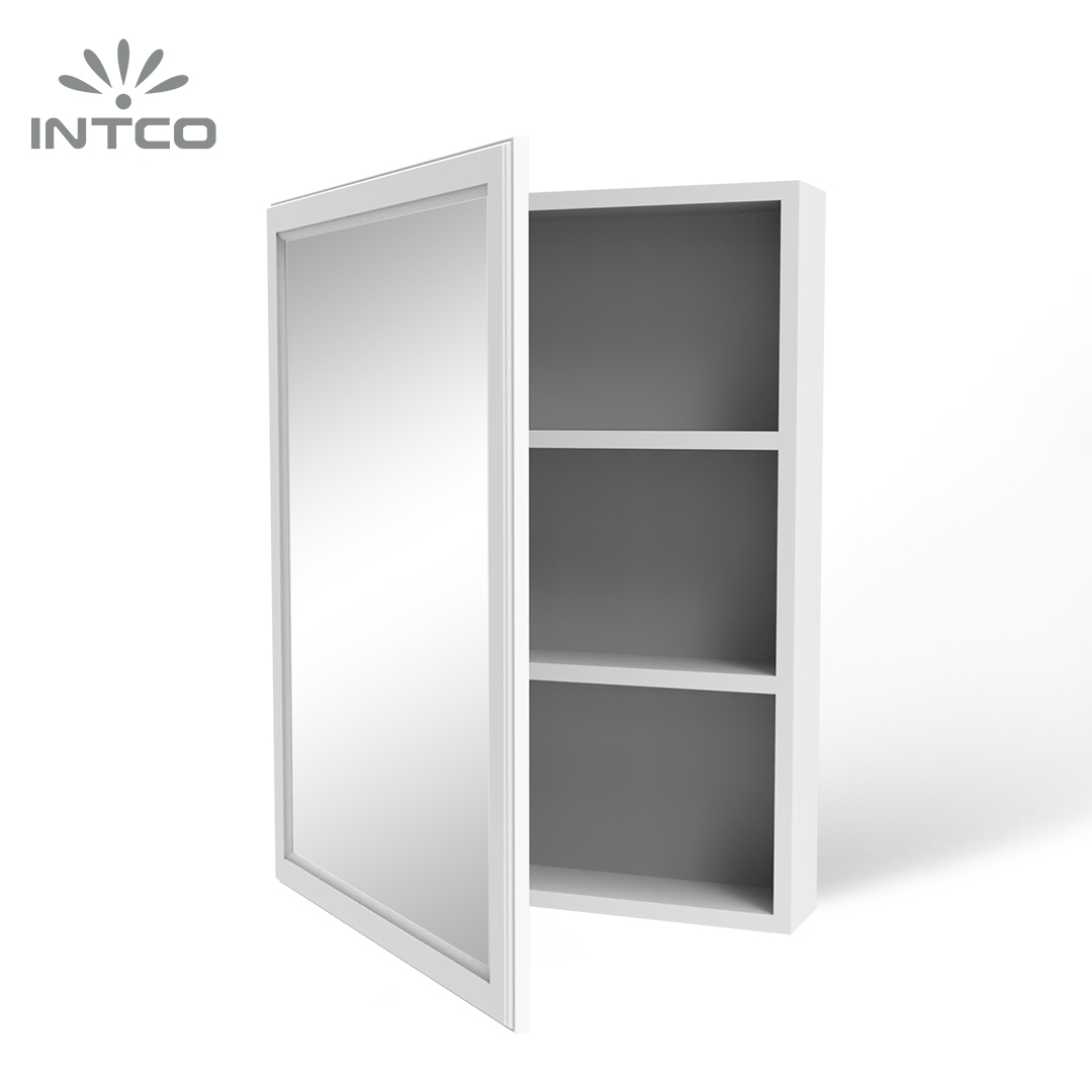 White Particleboard Mirror Medicine Cabinet 20x26.8 inch