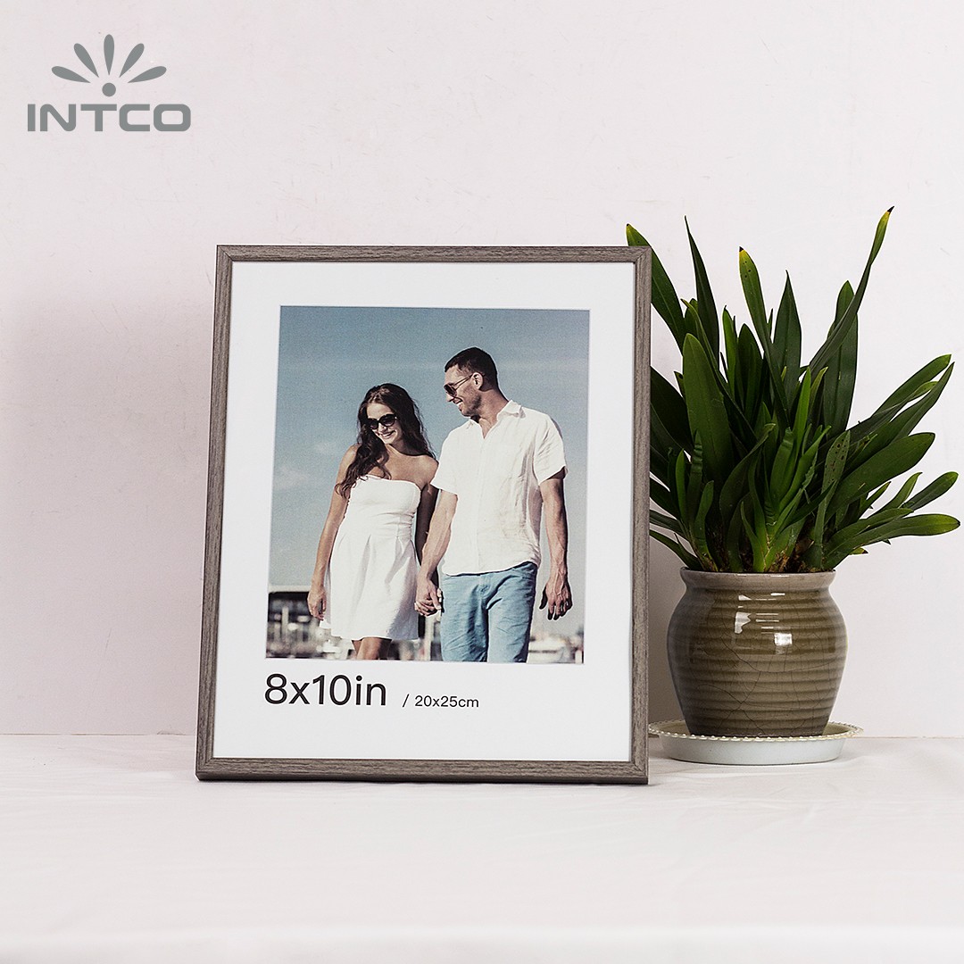 Exclusive Gray Aluminum Photo  Frame with Wood Grain