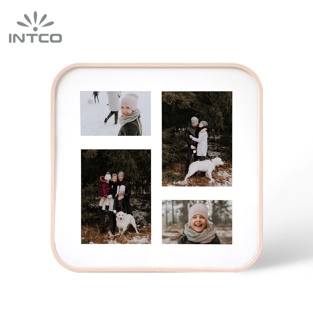 Aluminum Natural Wood Collage Photo Frame with 2-4×6 and 2-6×8 Openings