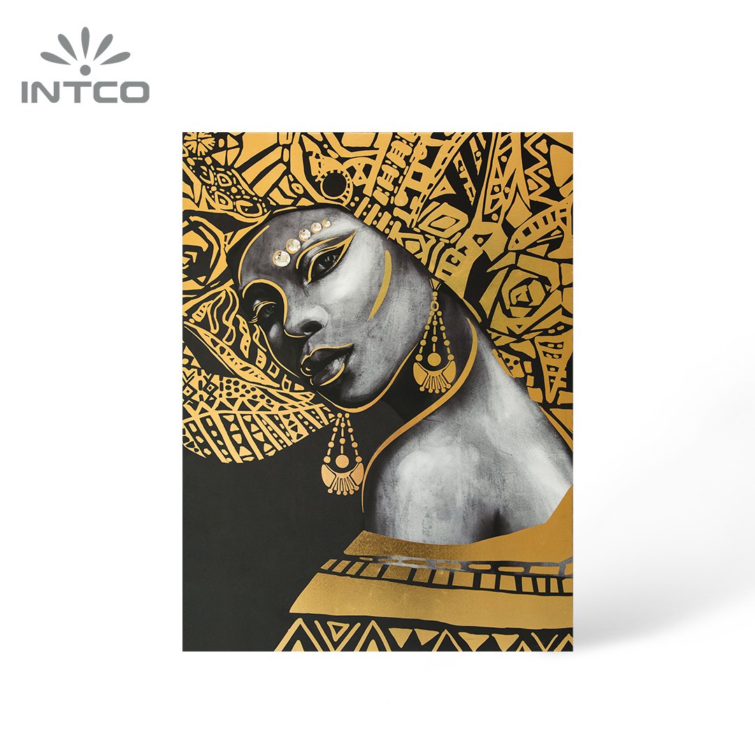 Black and Gold Figurative Woman Canvas Wall Art