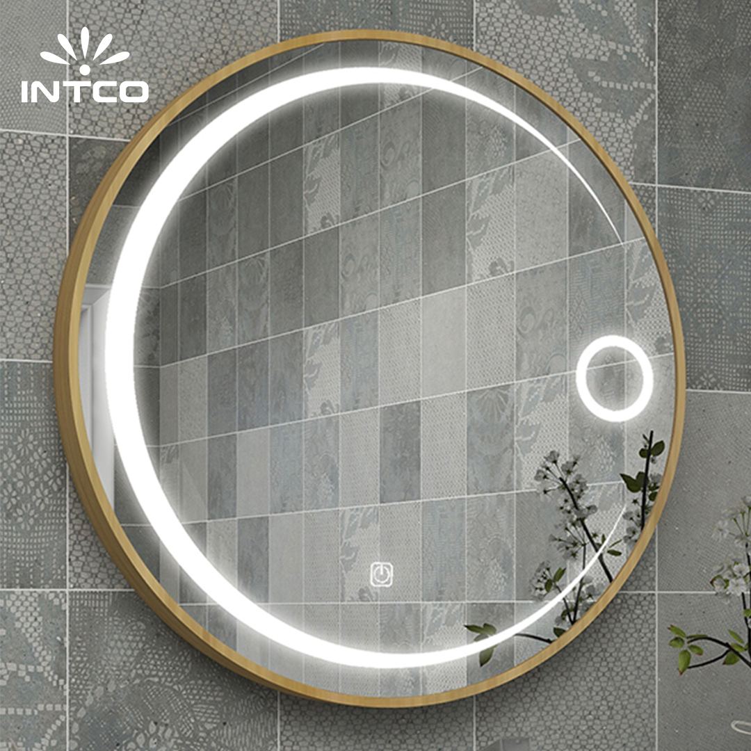 LED Gold Frame Round Bathroom Mirror