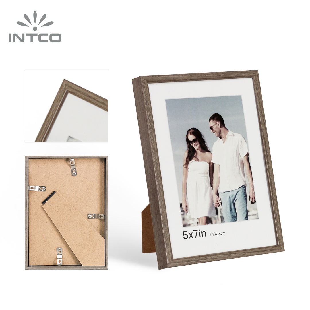 Exclusive Gray Aluminum Photo  Frame with Wood Grain