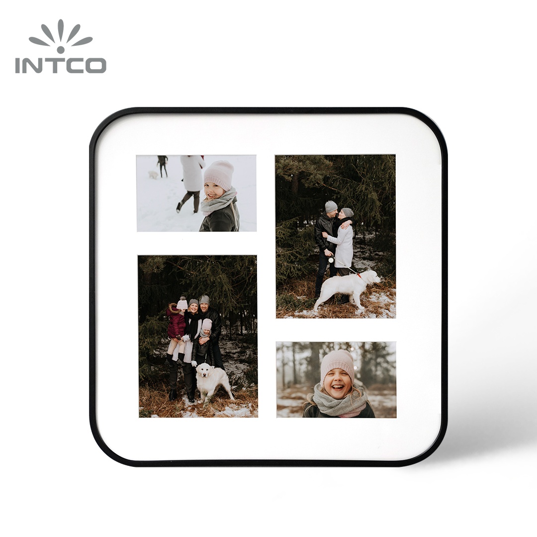 Aluminum Natural Wood Collage Photo Frame with 2-4×6 and 2-6×8 Openings