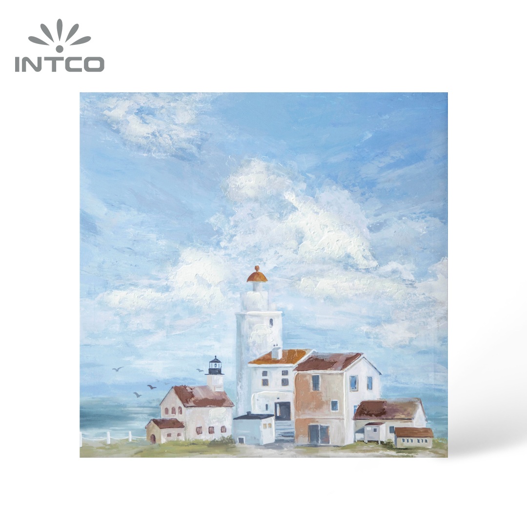 Nordic Style Coastal Beach  Lighthouse Canvas Wall Art Decor