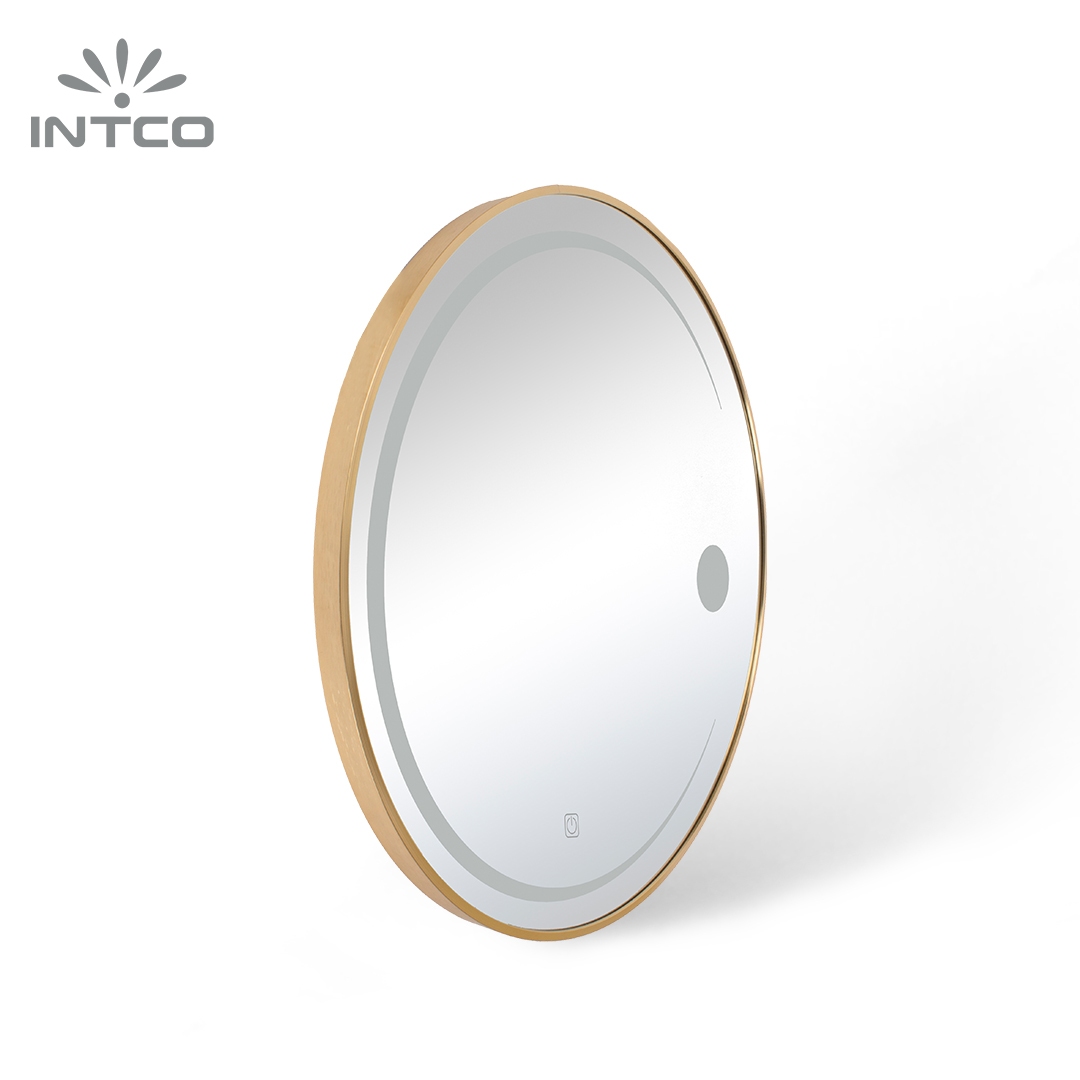 LED Gold Frame Round Bathroom Mirror